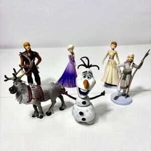 Lot of 6 Disney Frozen Mini Figures Cake Topper Toys Elsa Anna Sven Olaf